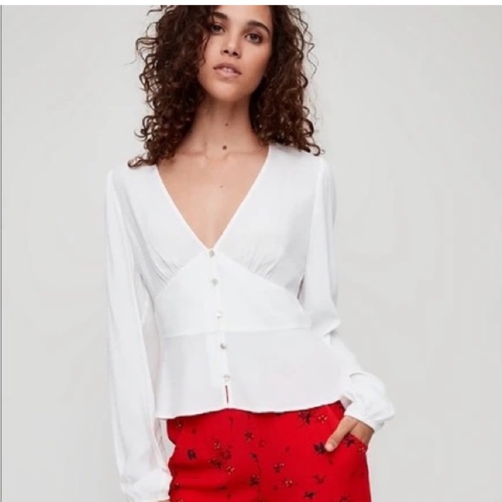 Wilfred Cream V-Neck Blouse